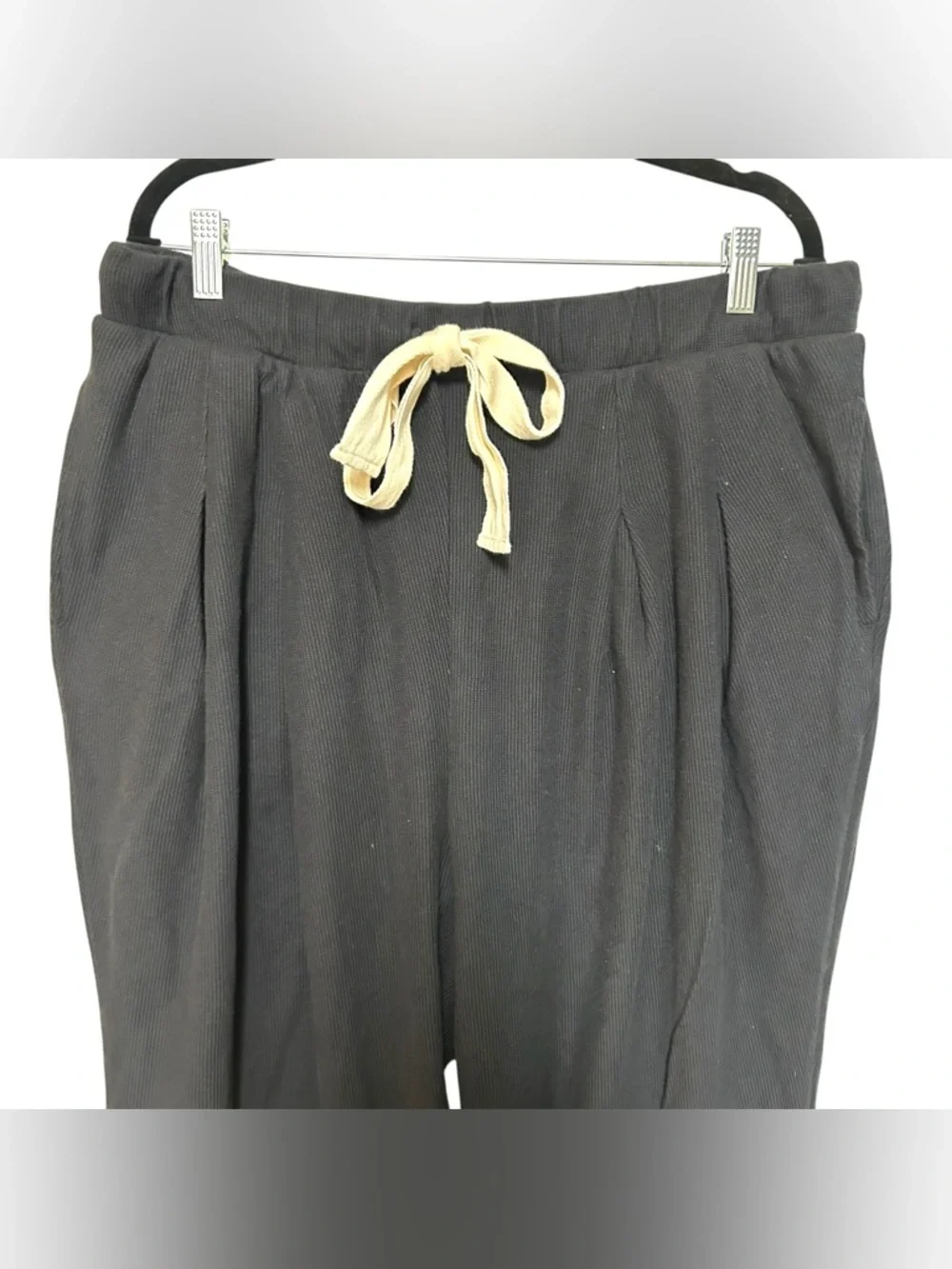Free People Beach XL Day Tripper Ribbed Pleated Drawstring Pant wide leg cropped